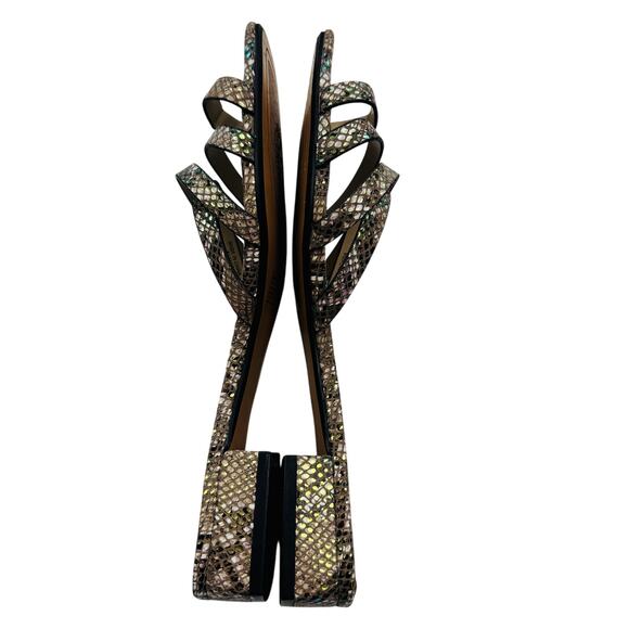Vince Camuto Metallic Snake Embossed Strappy Slip On Sandals Women's Size 8.5 - Picture 7 of 9